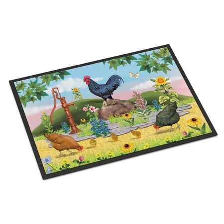Jensendistributionservices 18 x 27 in. Rooster & Water Pump Indoor or Outdoor Mat MI2553245